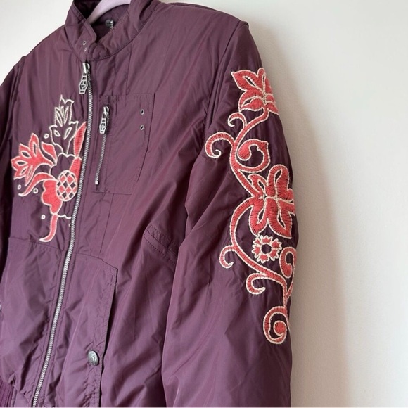 Diesel burgundy wild east Embroidered Bomber Jacket size L - Picture 12 of 13